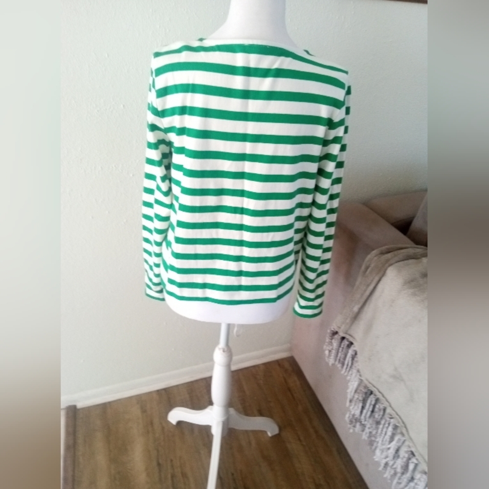 TABLOTS Kelly Green Striped Cotton Cardigan Jacket | XS - Picture 7 of 9